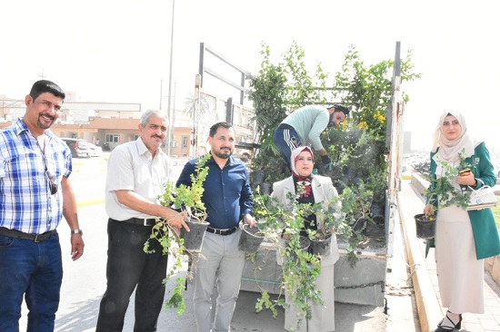 A team from the Upper Euphrates Basin Developing Centre adopts planting and afforestation of the Anbar Specialized Centre for Oncology Treatment in Ramadi